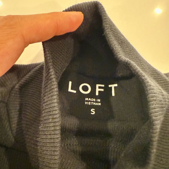 LOFT Ribbed Mock Neck Top Black - Picture 4 of 7